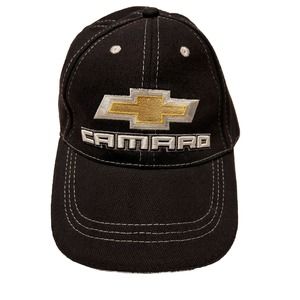 Chevy Camaro Hat Cap Black White Adjustable One Size Bow Tie Hot Rod